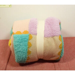 Cozy Bliss Checkered Teen Treasured Knit 50x60" Throw Blanket Purple/Pink/Green*